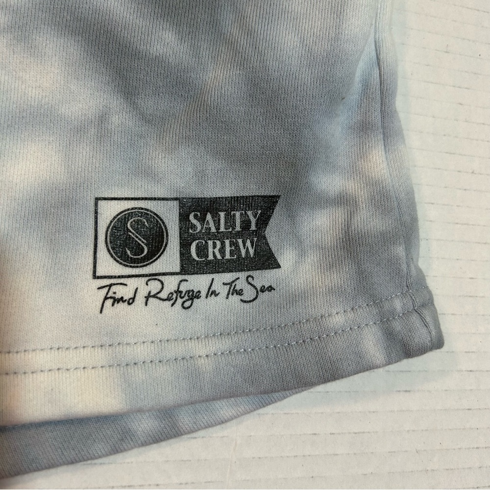 Salty Crew Tie Dyed Alpha Sweat Shorts Pockets Gray Adjustable Waist Sz XS